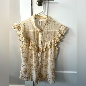 100% silk blouse beige and gold